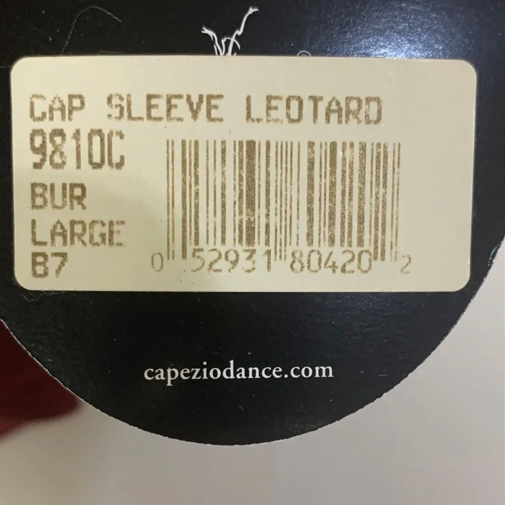 Capezio Child’s Short Cap Sleeve Pinch Front Leotard Size L Bodysuit Burgundy